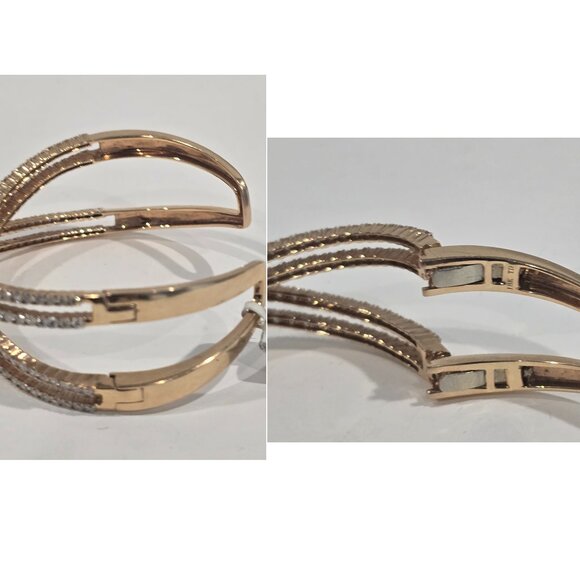 ✅ 18K YG 5.45 CT Natural Diamond Cuff Trinity Bangle Bracelet 27g ⭐ NWT - Picture 17 of 17